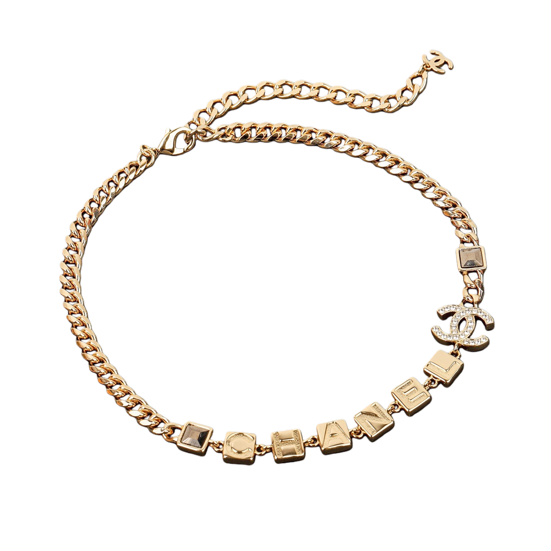 CCN069 Metal letter CC Choker Necklace - ccjewelryacc