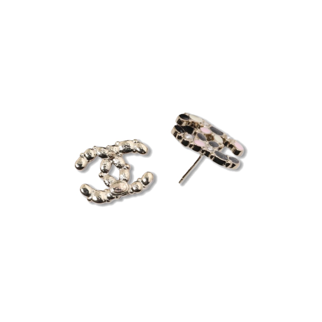 CCE383 Chanel colored enamel crystal stud earrings - ccjewelryacc