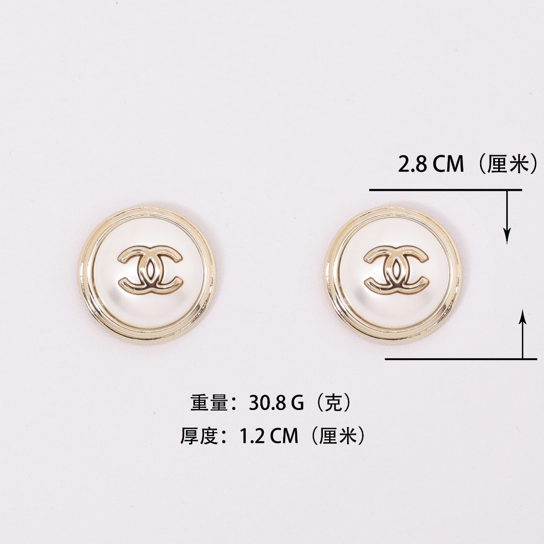 CCE823 Chanel Large 28mm round pearl stud earrings - ccjewelryacc