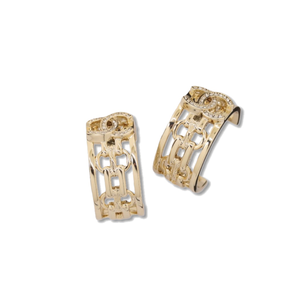 CCE525 Chanel Cuba hollow-out cc logo crystal hook earrings - ccjewelryacc