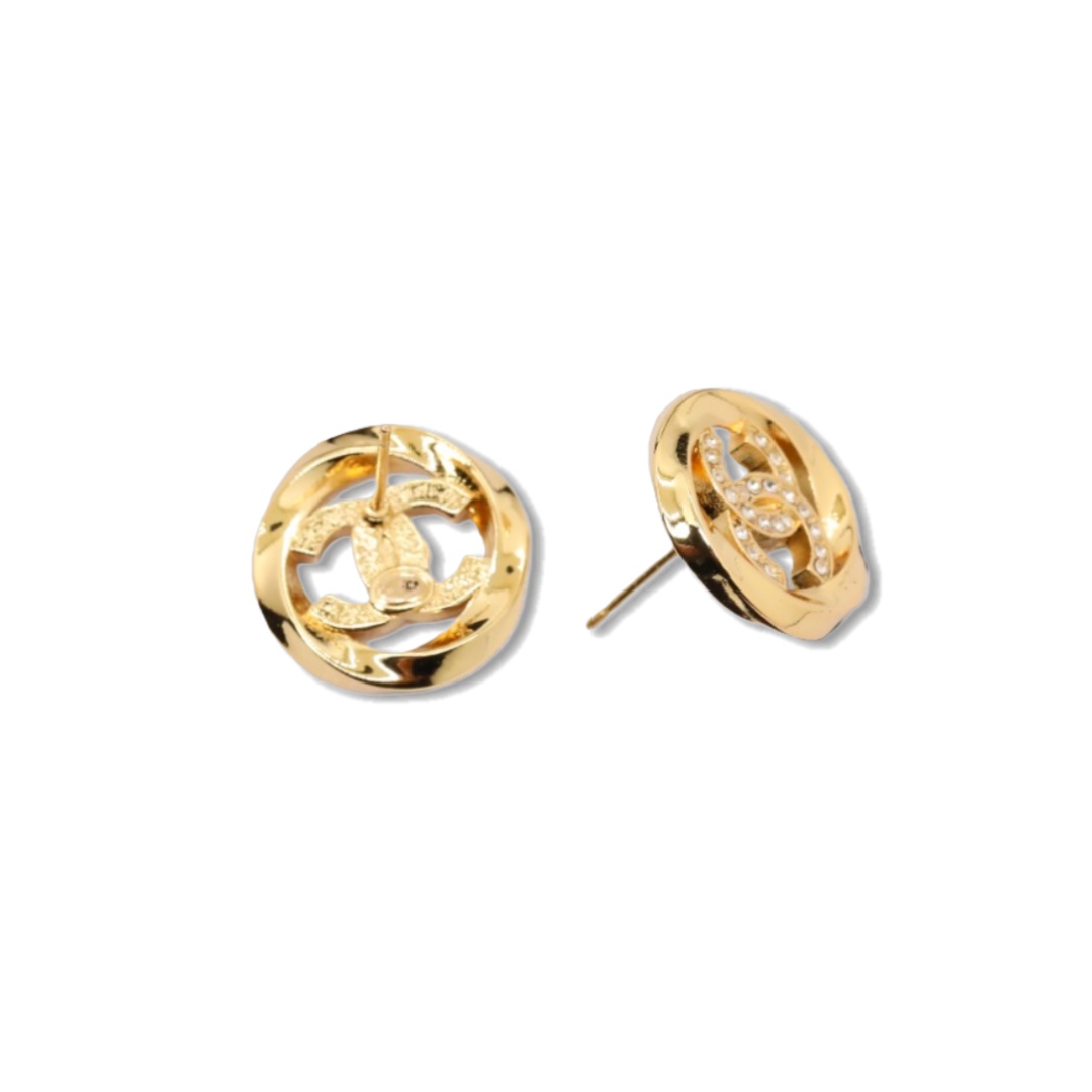 CCE528 Chanel Twisted Metal cc logo stud earring Gold - ccjewelryacc