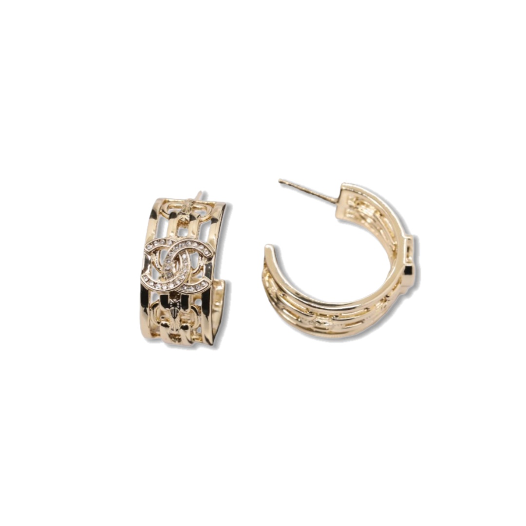 CCE525 Chanel Cuba hollow-out cc logo crystal hook earrings - ccjewelryacc