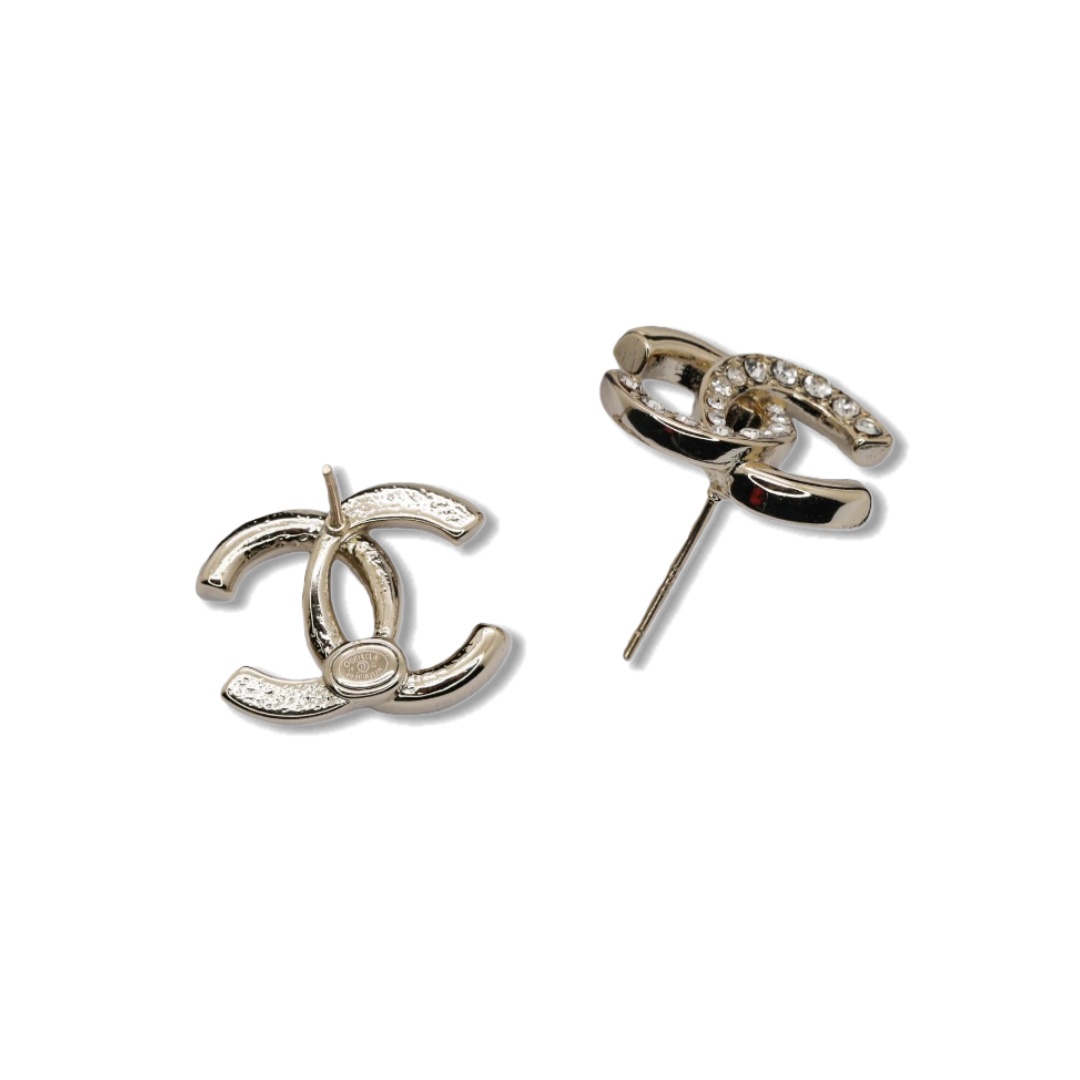 CCE513 Chanel crystal cc logo stud earrings - ccjewelryacc