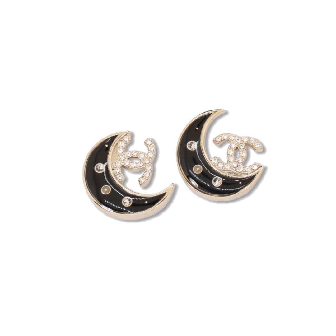 CCE518 Chanel Moon star crystal stud earrings - ccjewelryacc