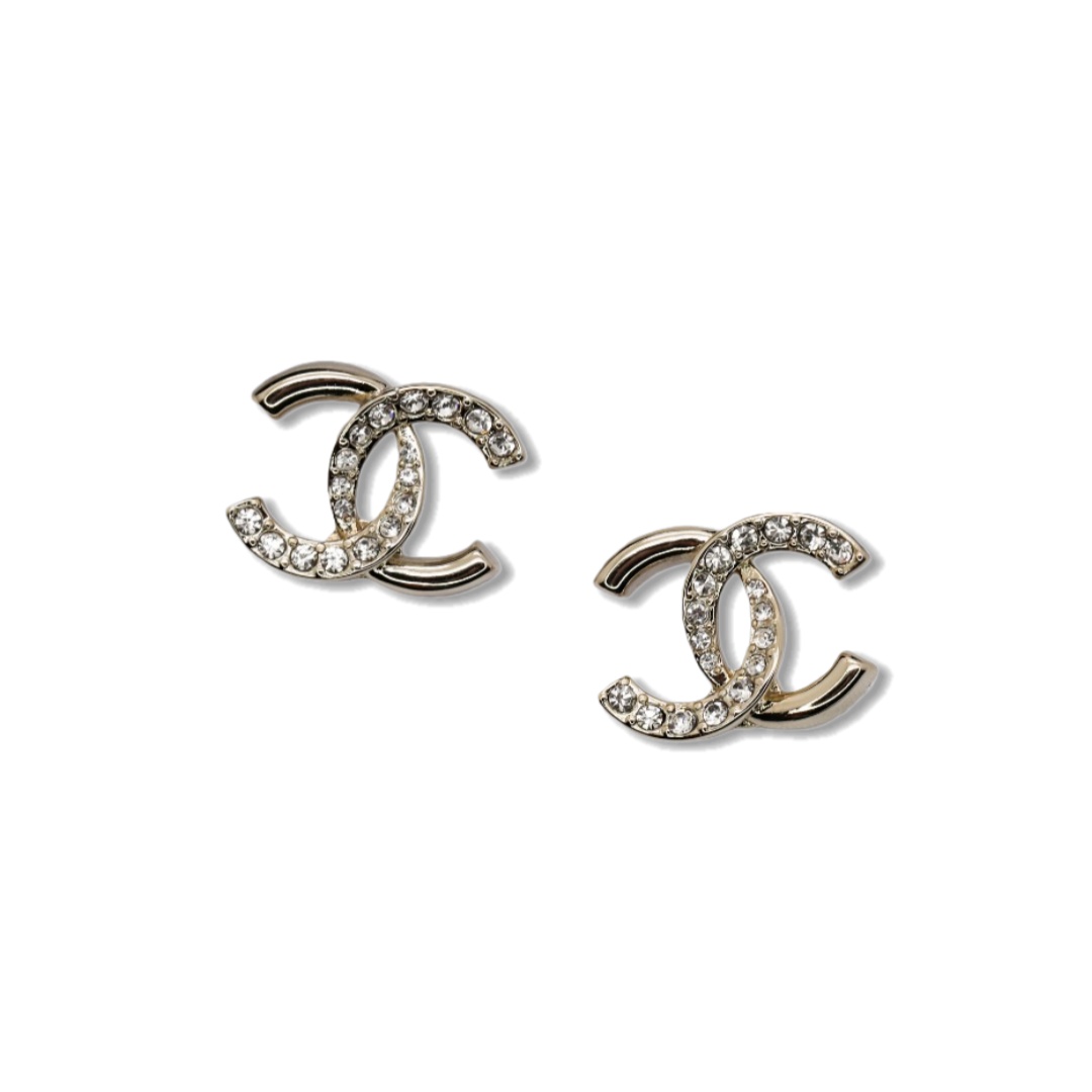 CCE513 Chanel crystal cc logo stud earrings - ccjewelryacc