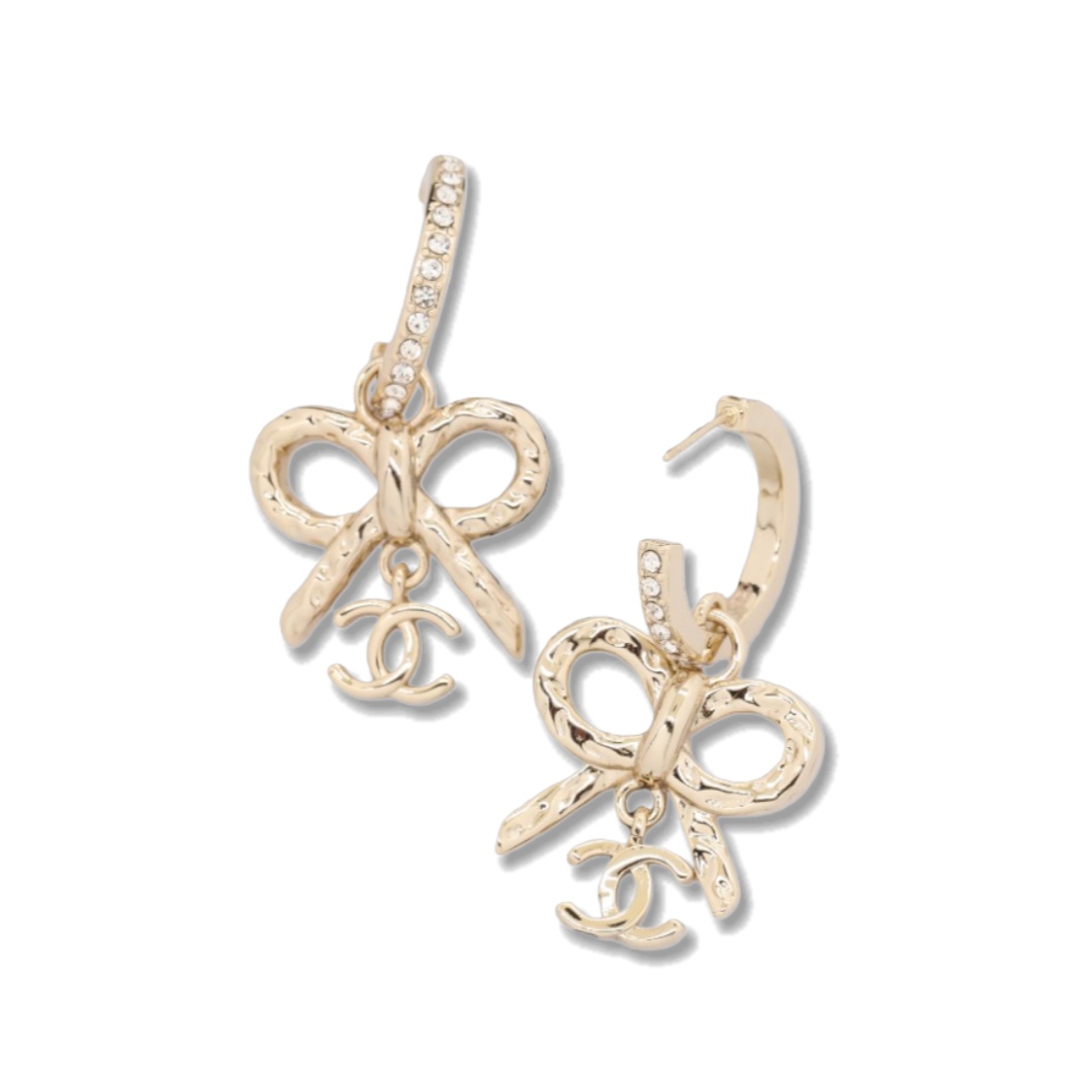 CCE514 Chanel bow dangle earrings - ccjewelryacc