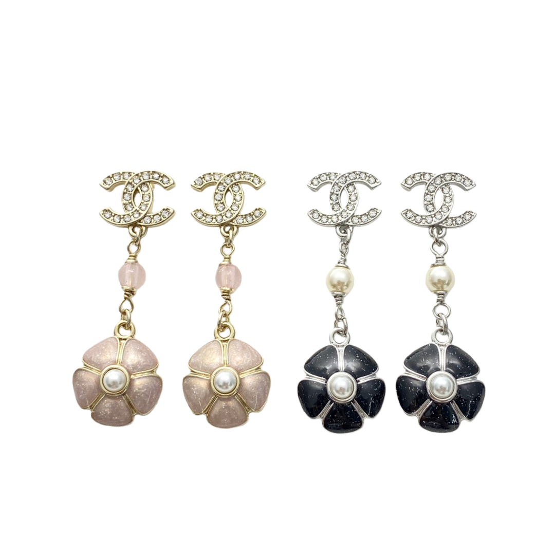 CCE519 Chanel enamel camellia earrings - ccjewelryacc