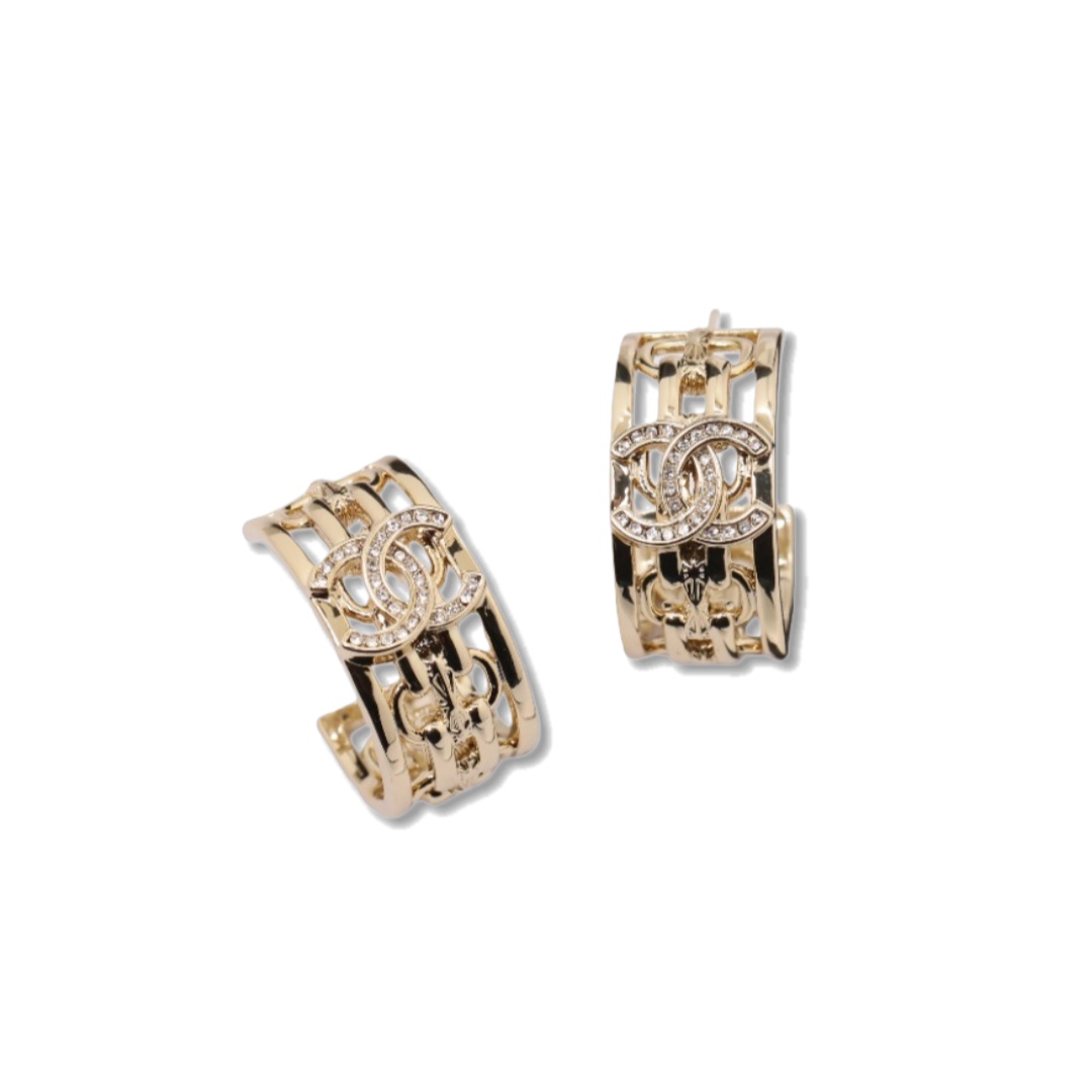 CCE525 Chanel Cuba hollow-out cc logo crystal hook earrings - ccjewelryacc