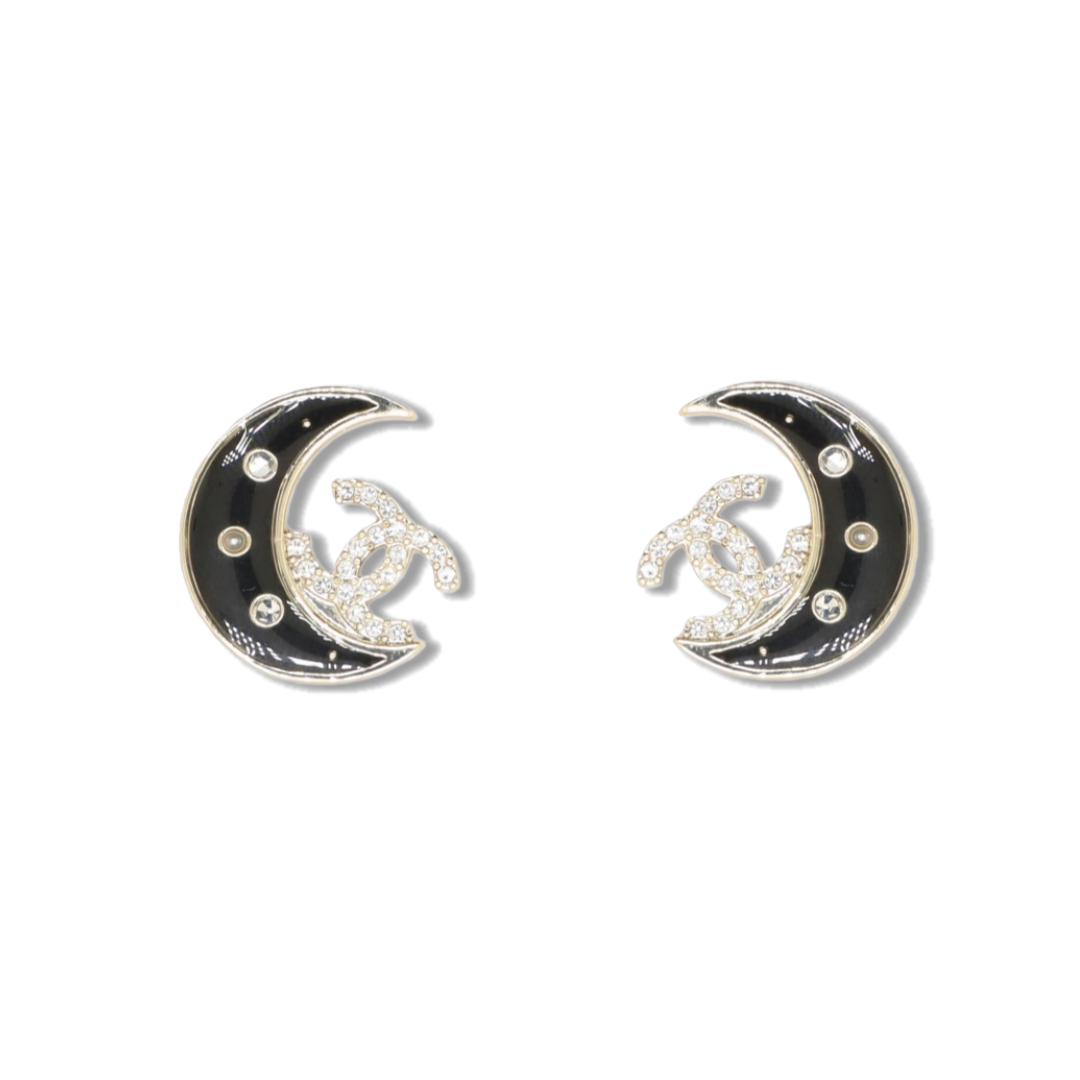CCE518 Chanel Moon star crystal stud earrings - ccjewelryacc