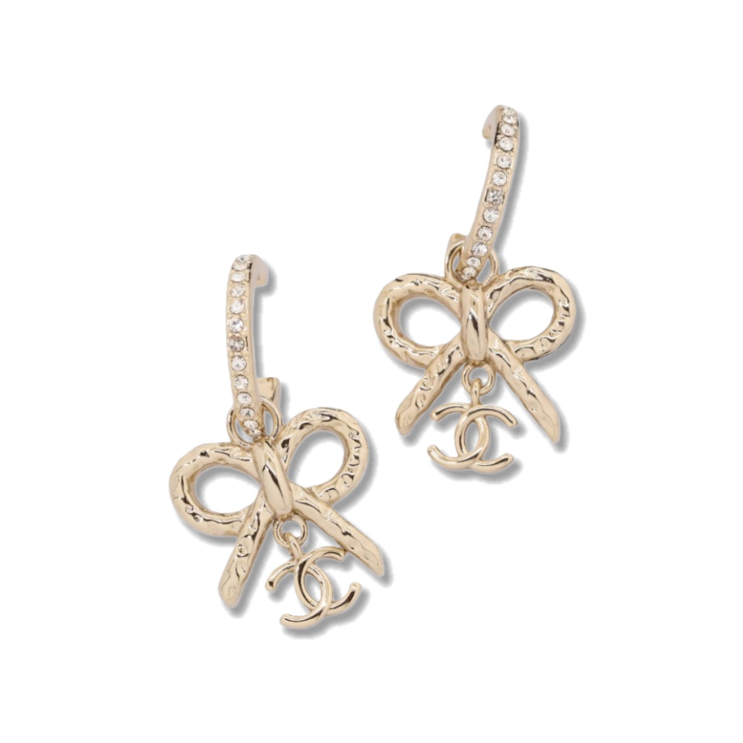 CCE514 Chanel bow dangle earrings - ccjewelryacc