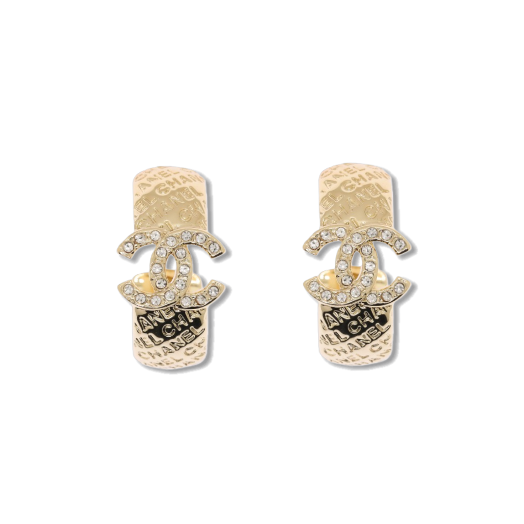 CCE512 Chanel embossment letters hook earrings - ccjewelryacc