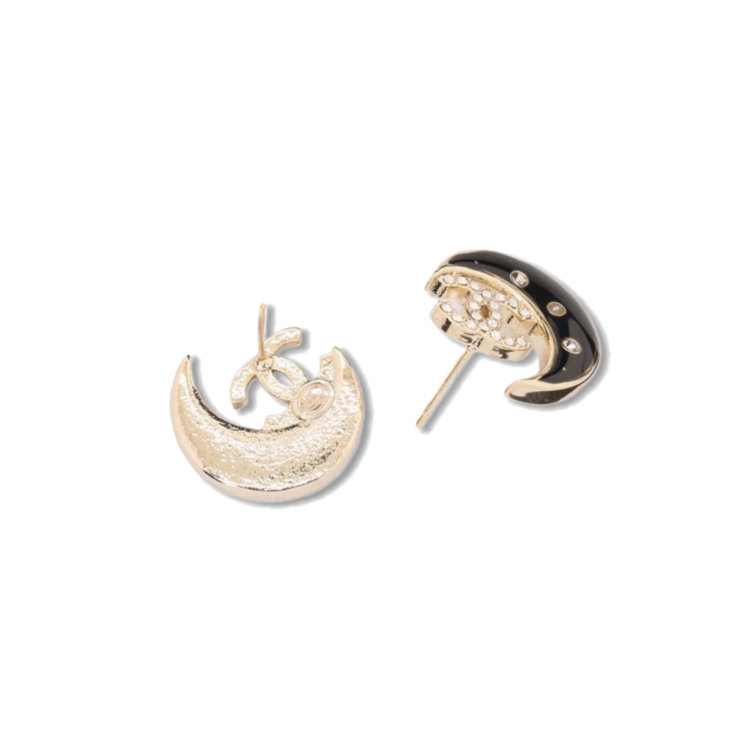CCE518 Chanel Moon star crystal stud earrings - ccjewelryacc
