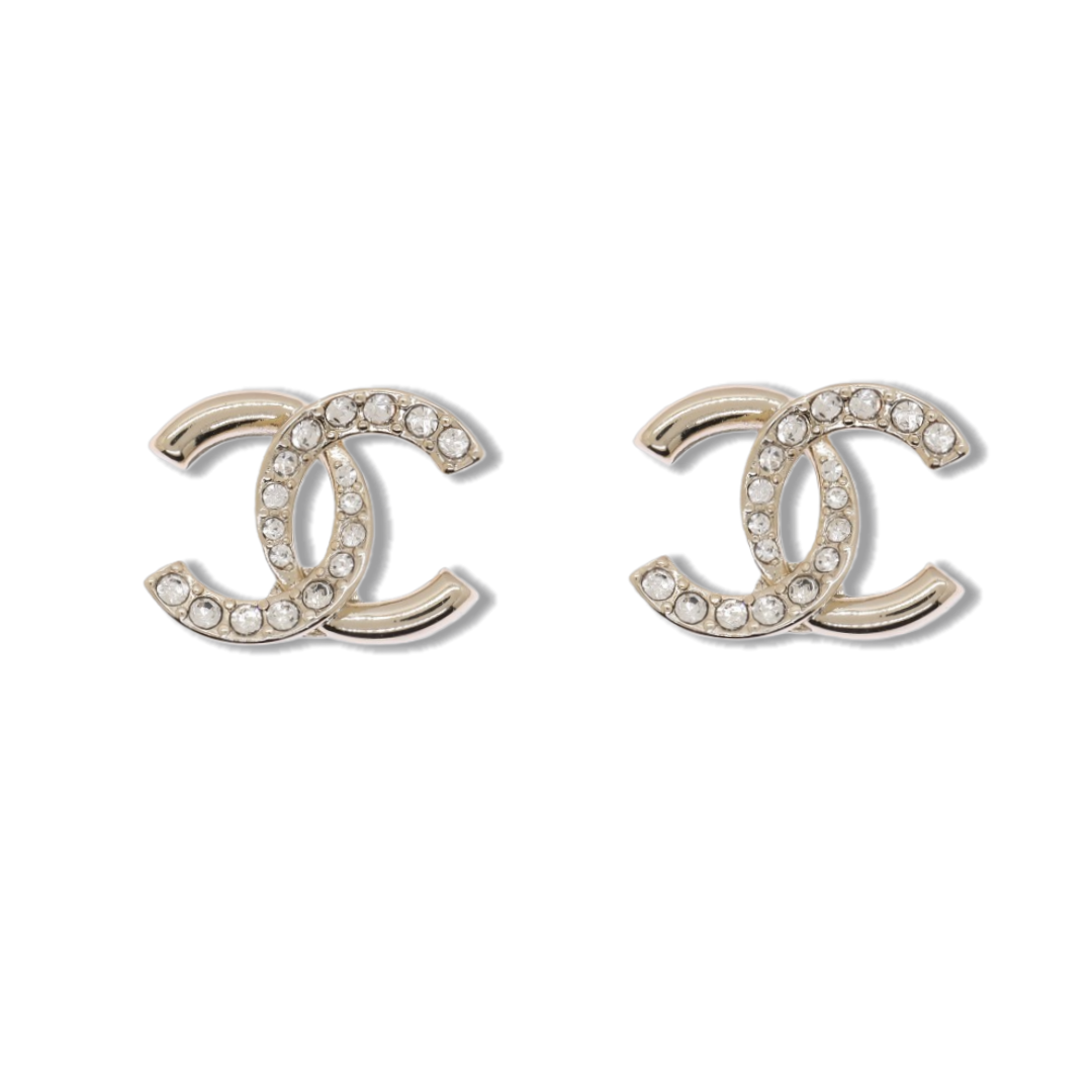 CCE513 Chanel crystal cc logo stud earrings - ccjewelryacc
