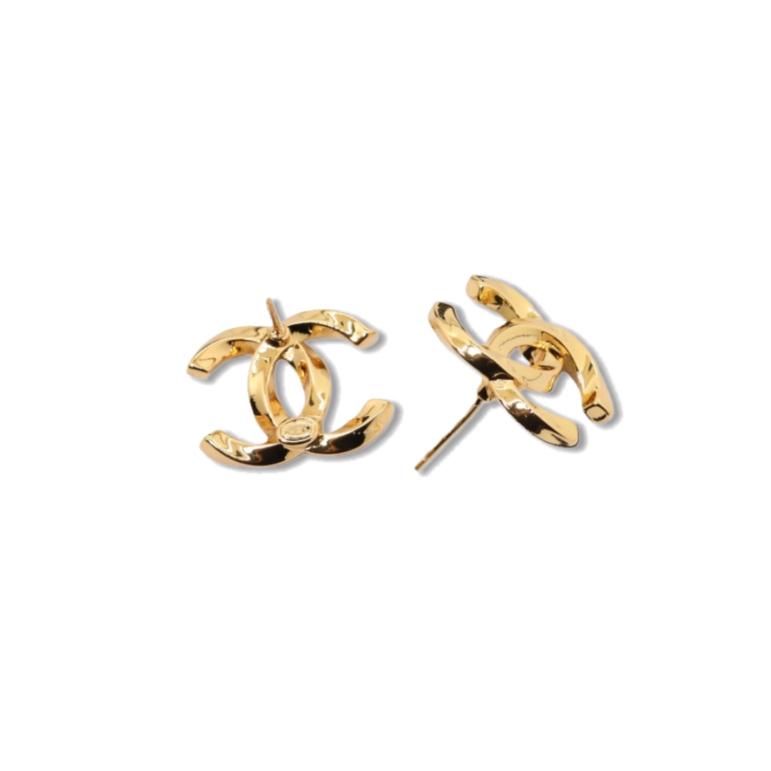 CCE528 Chanel Twisted Metal cc logo stud earring Gold - ccjewelryacc