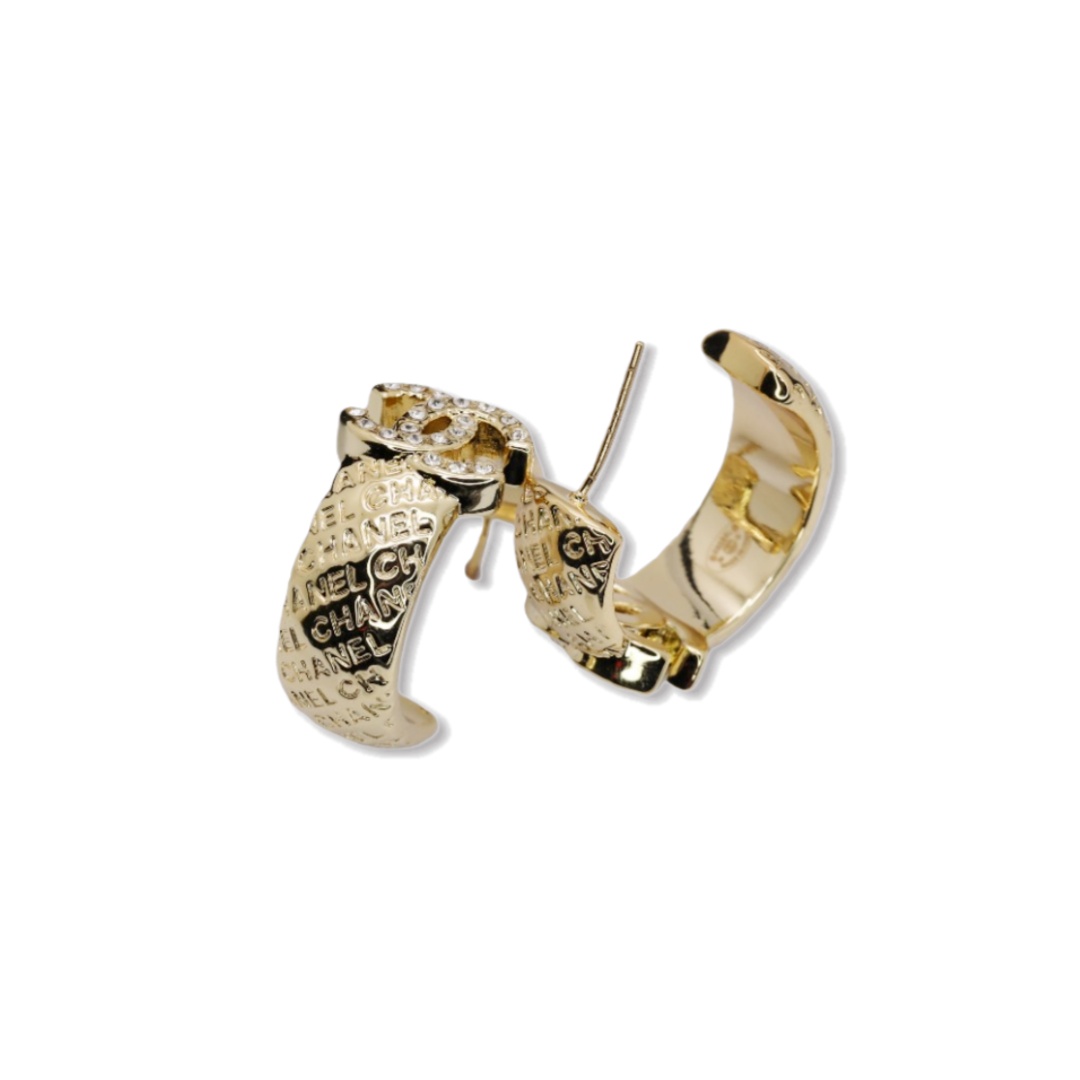 CCE512 Chanel embossment letters hook earrings - ccjewelryacc