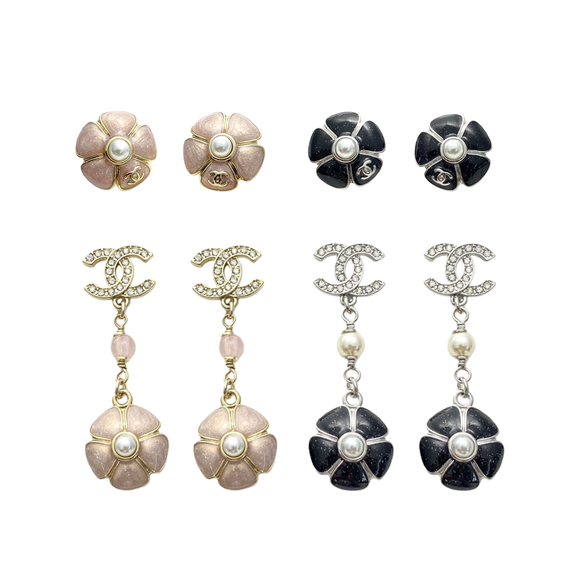 CCE519 Chanel enamel camellia earrings - ccjewelryacc