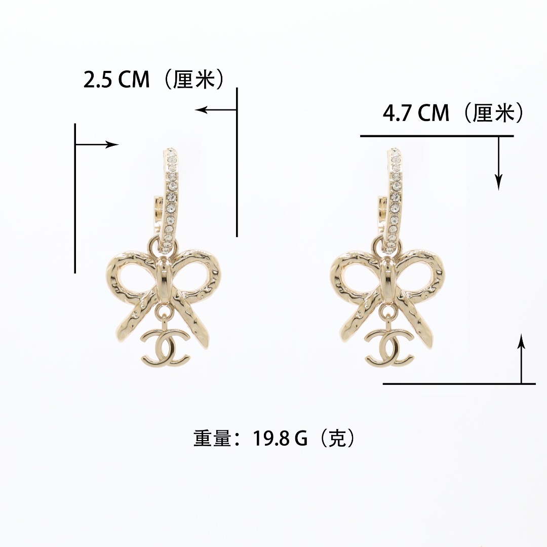 CCE514 Chanel bow dangle earrings - ccjewelryacc