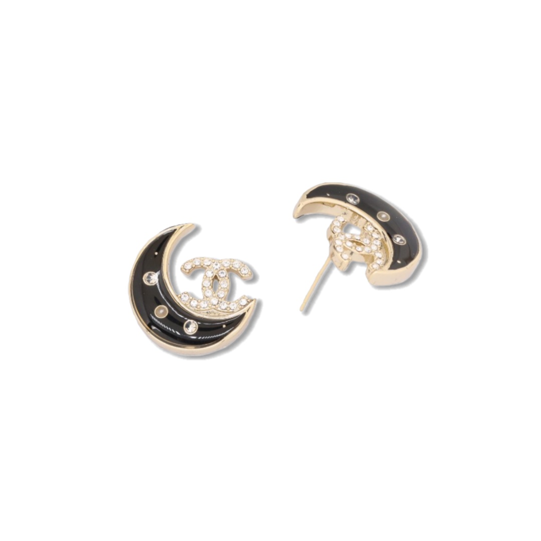 CCE518 Chanel Moon star crystal stud earrings - ccjewelryacc