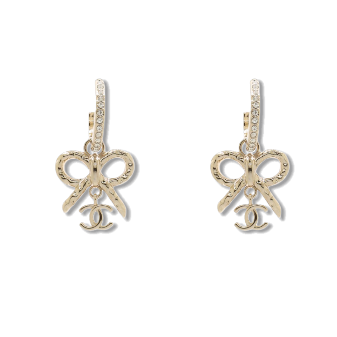 CCE514 Chanel bow dangle earrings - ccjewelryacc