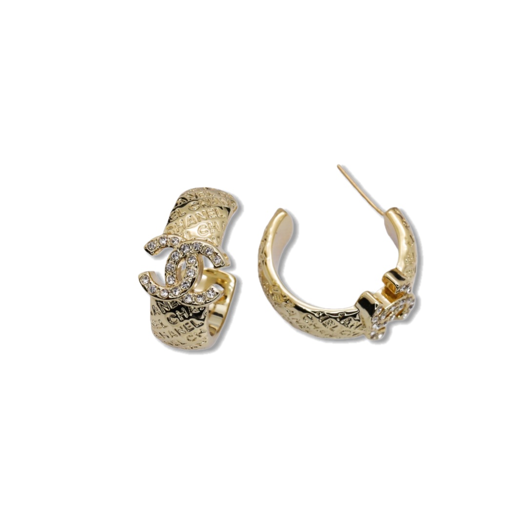 CCE512 Chanel embossment letters hook earrings - ccjewelryacc