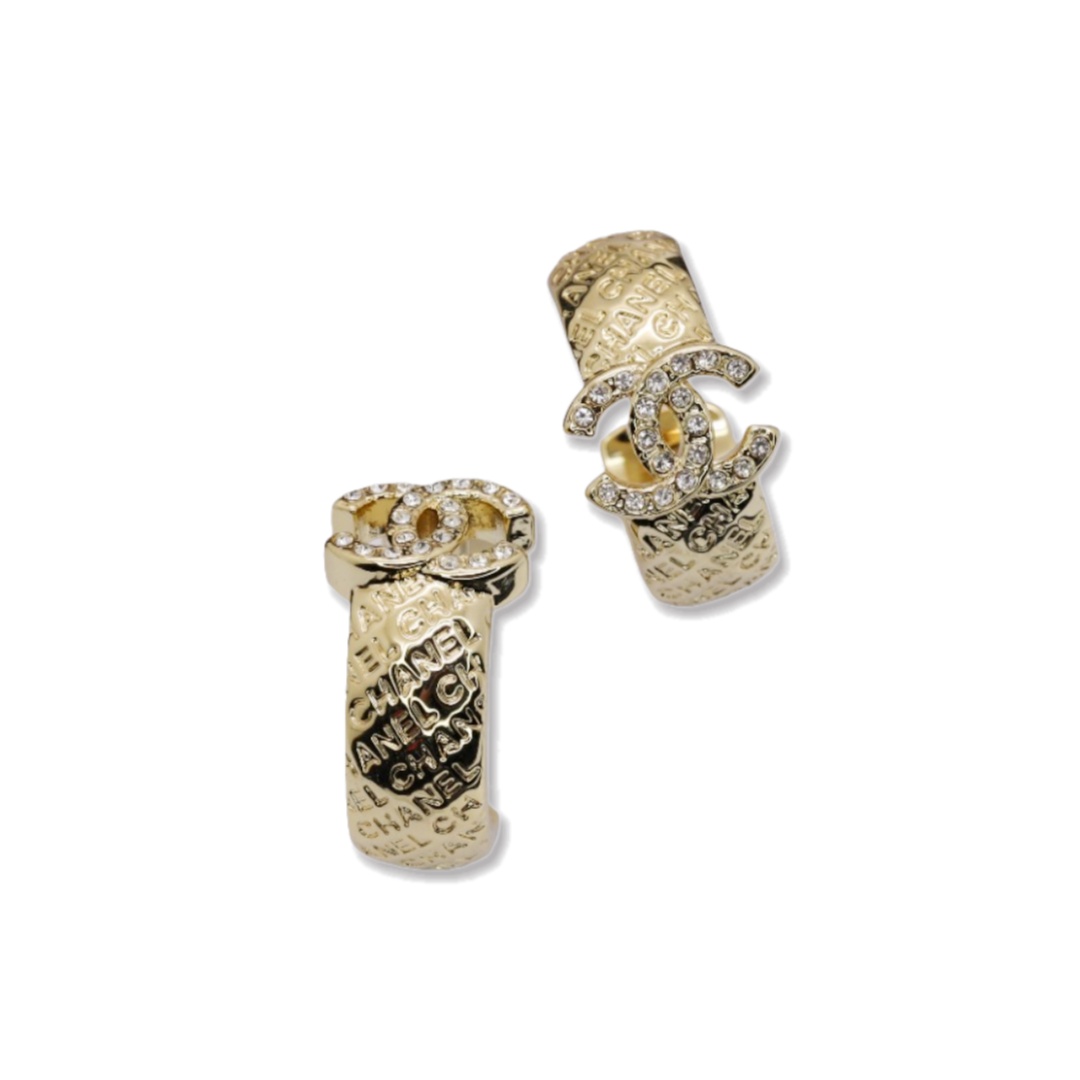 CCE512 Chanel embossment letters hook earrings - ccjewelryacc