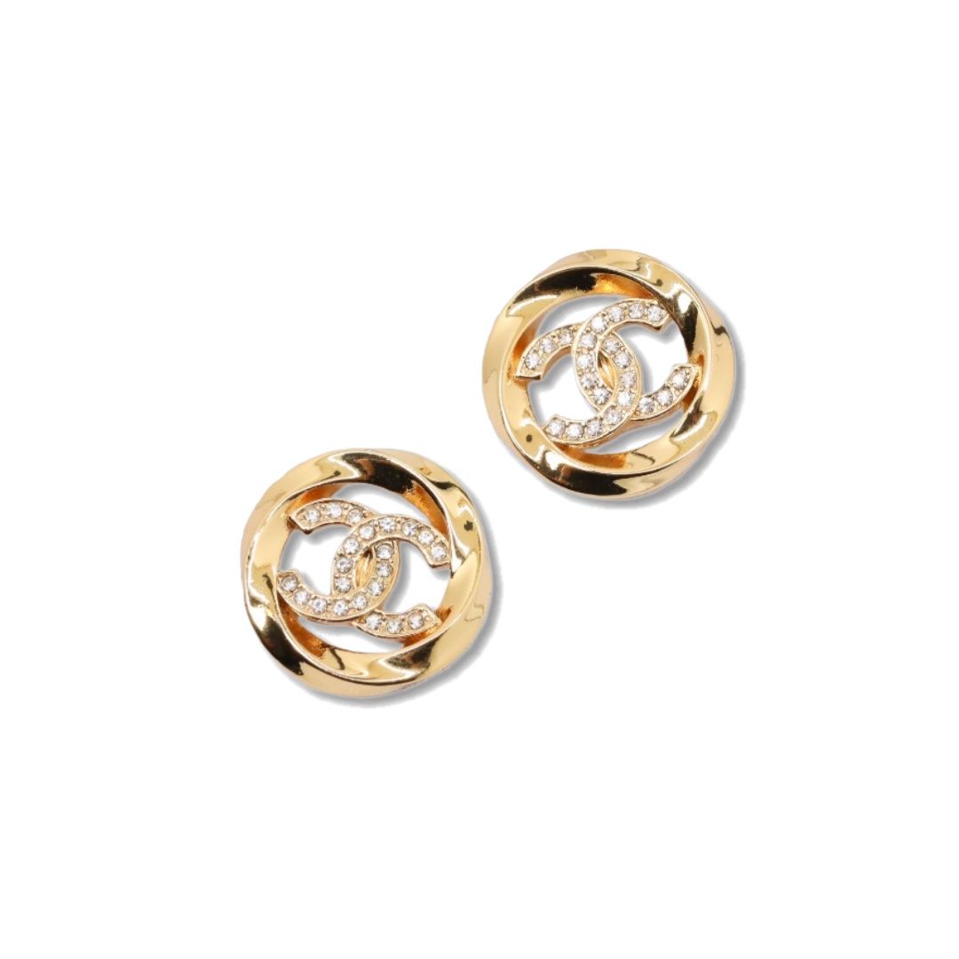 CCE528 Chanel Twisted Metal cc logo stud earring Gold - ccjewelryacc