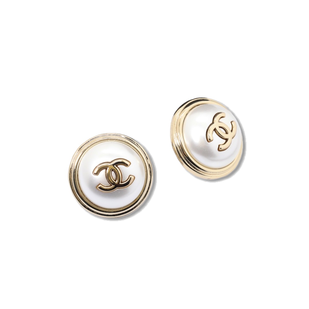 CCE823 Chanel Large 28mm round pearl stud earrings - ccjewelryacc