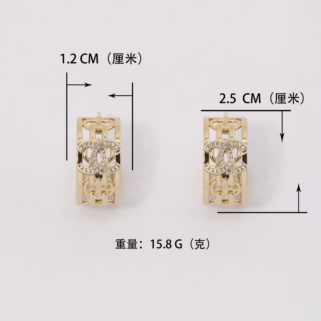 CCE525 Chanel Cuba hollow-out cc logo crystal hook earrings - ccjewelryacc