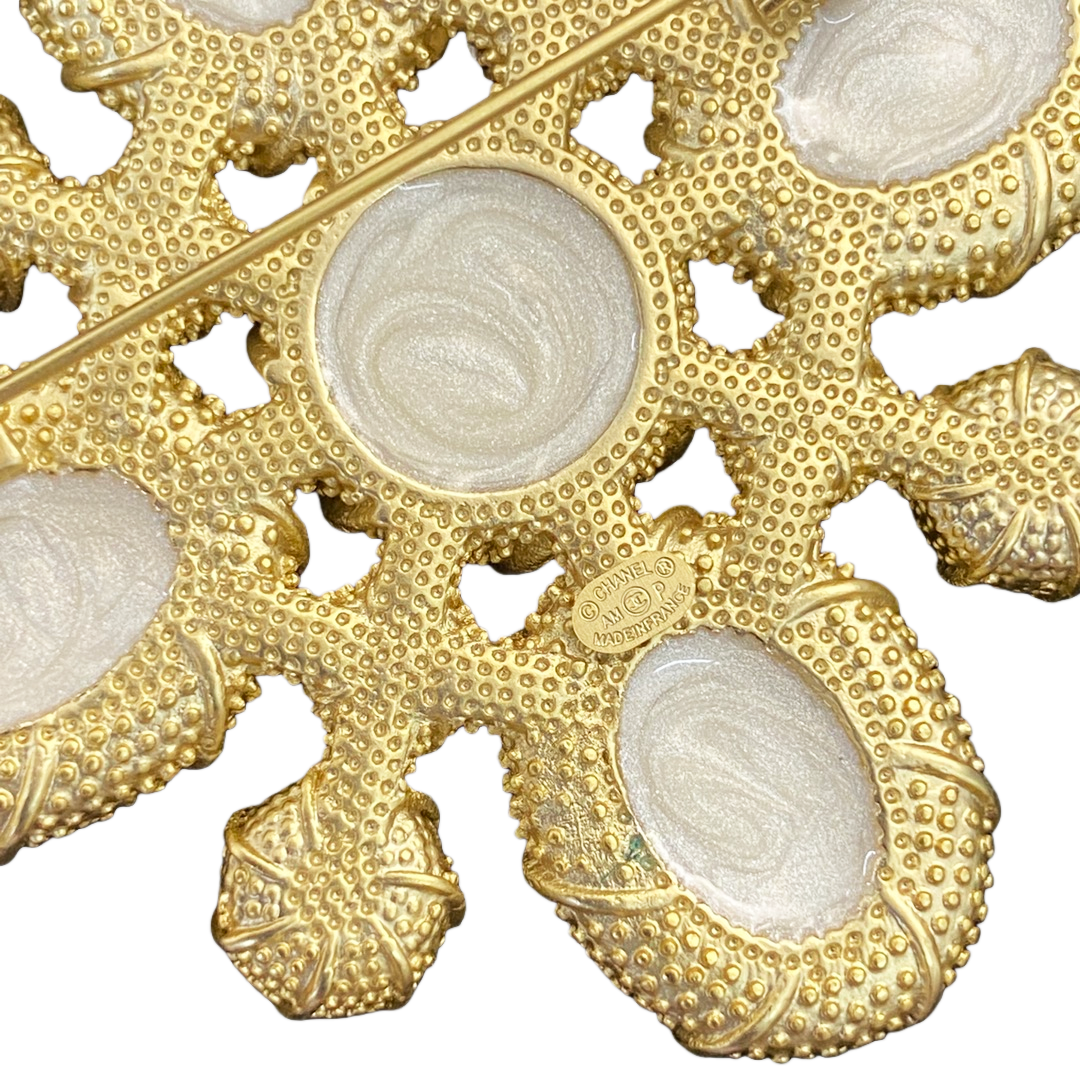 BCB575 Chanel Cross pearl brooch pin - ccjewelryacc