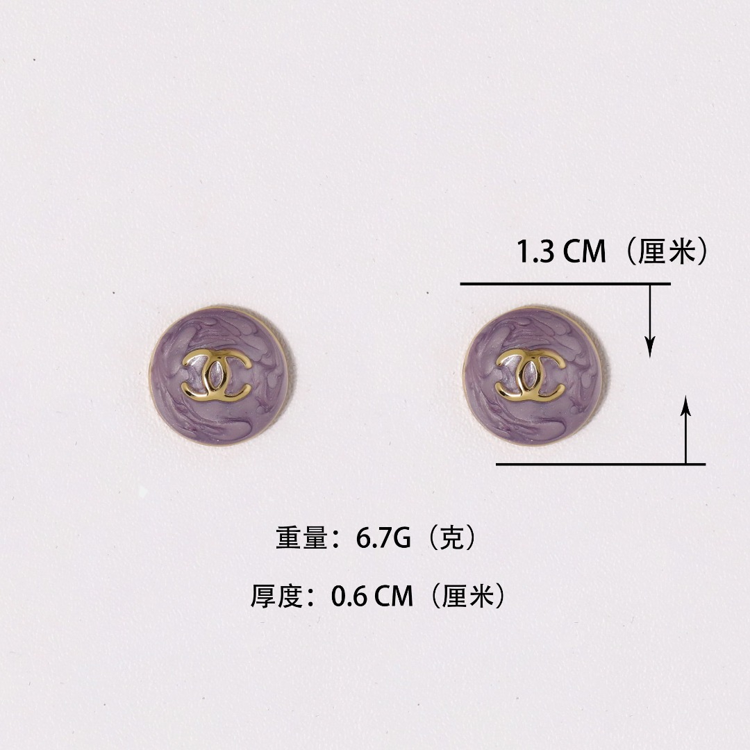 CCE756 Chanel Purple enamel stud earrings - ccjewelryacc