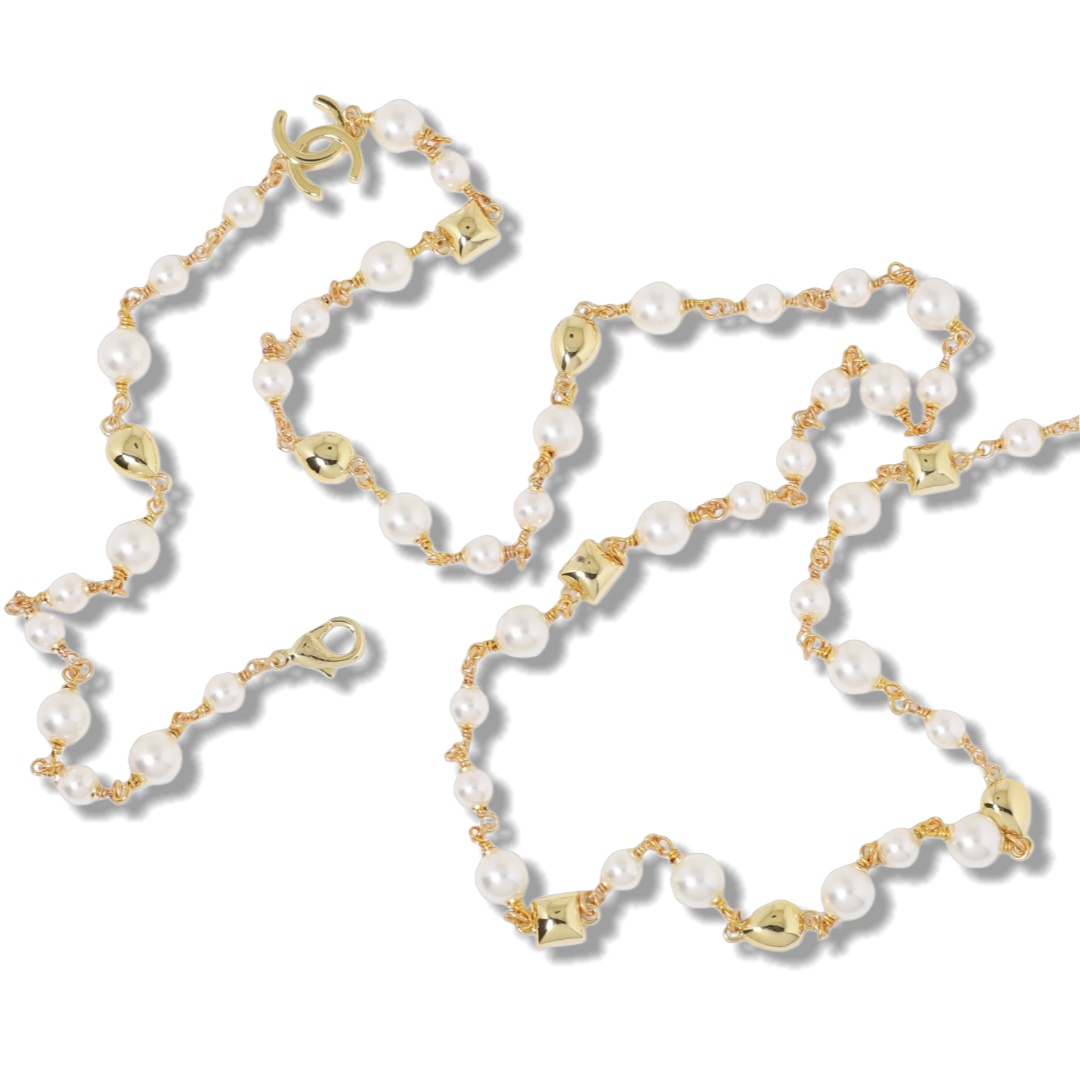 CCL113 Chanel Long pearl chain sweater necklace - ccjewelryacc