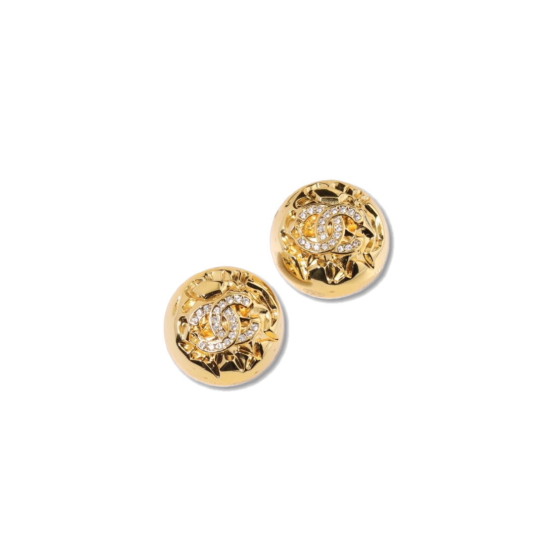 CCE672 Chanel vintage Lava relief sculpture stud earrings - ccjewelryacc