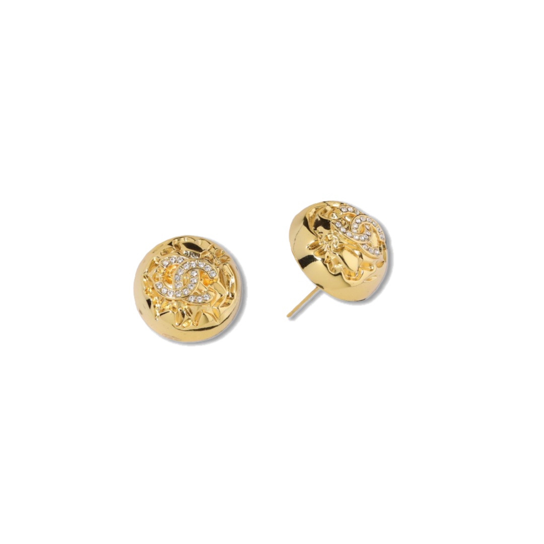 CCE672 Chanel vintage Lava relief sculpture stud earrings - ccjewelryacc
