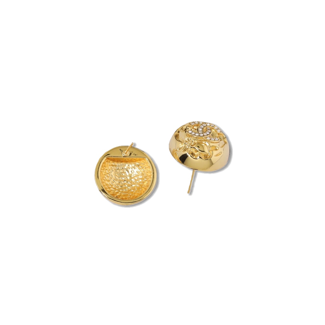 CCE672 Chanel vintage Lava relief sculpture stud earrings - ccjewelryacc