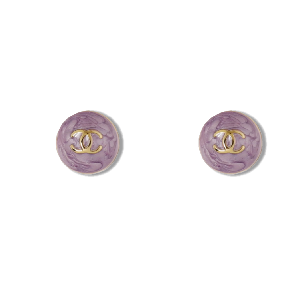 CCE756 Chanel Purple enamel stud earrings - ccjewelryacc