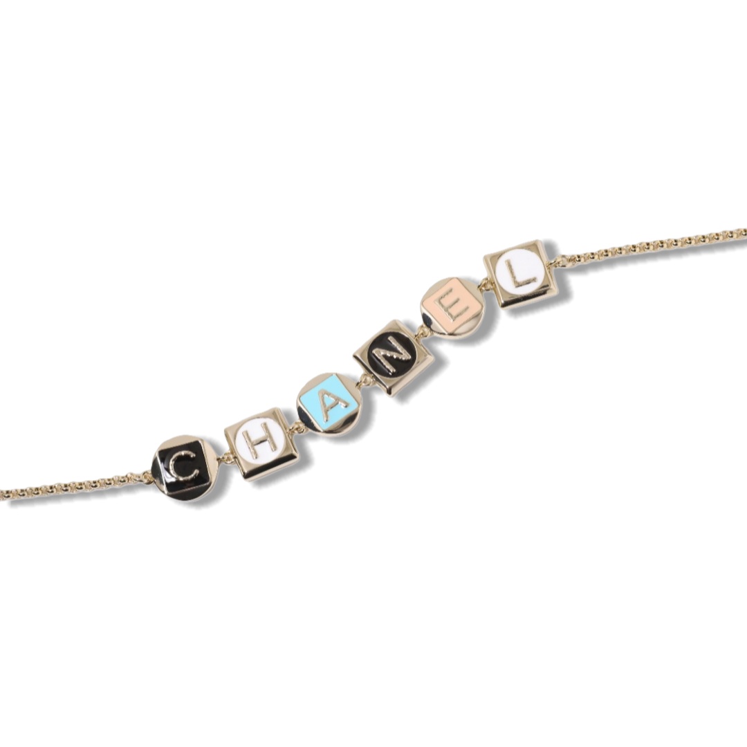 CCN453 Chanel colored enamel letter choker necklace - ccjewelryacc