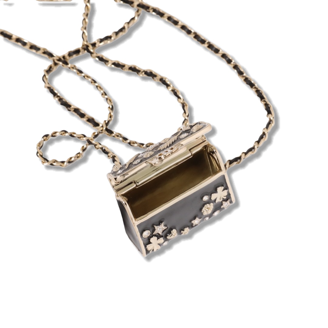 CCL111 Chanel Metal leater long chain crystal enamel kelly bag sweater necklace - ccjewelryacc