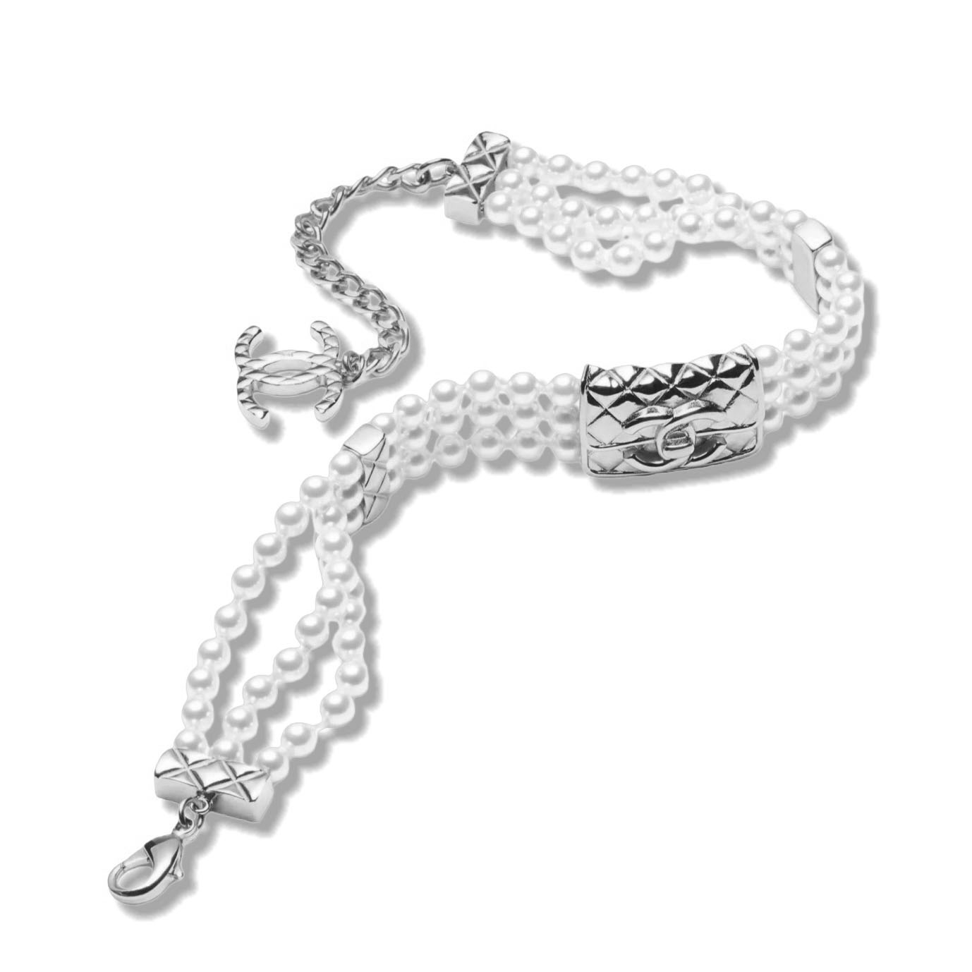 CCN214 Chanel crush bag pearl choker necklace - ccjewelryacc