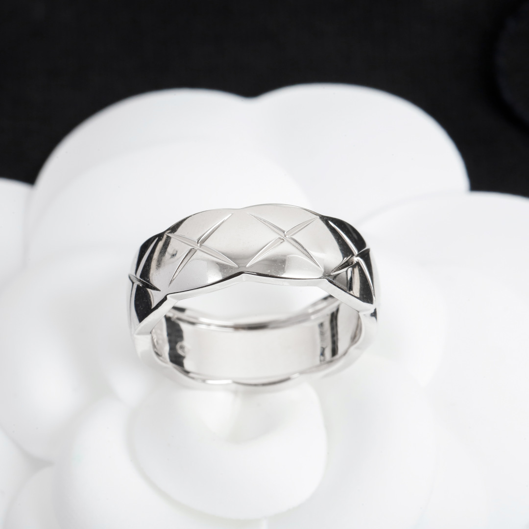 CCR8002B Chanel coco crush ring S925 Silver 18K Gold Diamond medium 7mm - ccjewelryacc