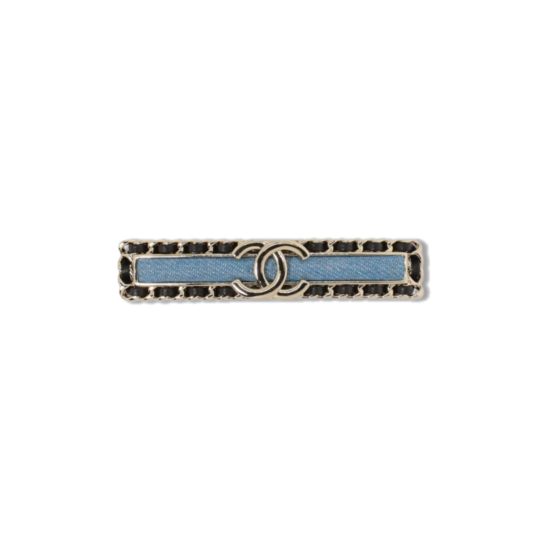 CCH071 chanel denim blue hair clips accessories - ccjewelryacc