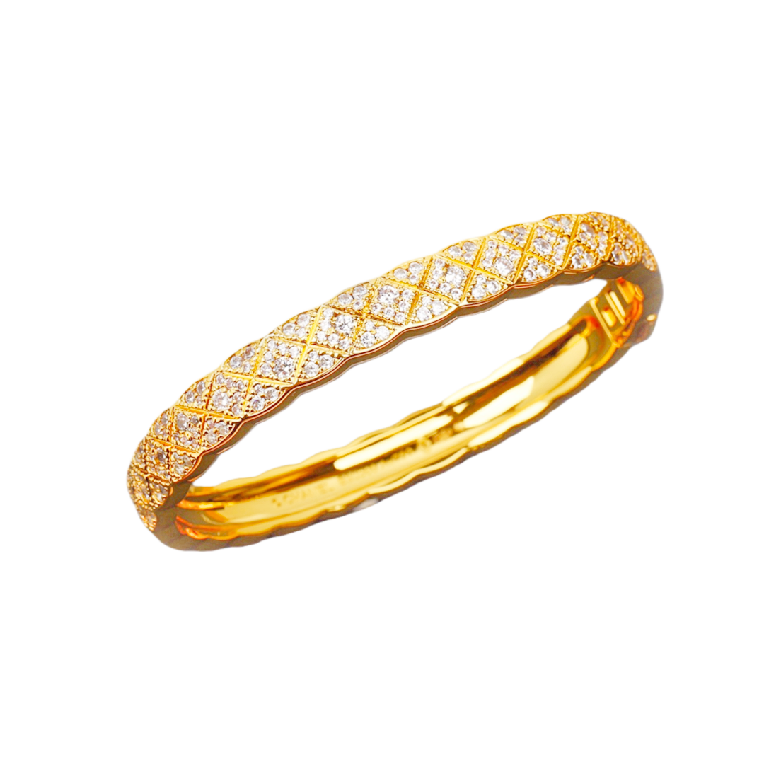 CCSS092 Full diamond S925 Silver COCO Crush Bangle Bracelet CC Bracelet 18k gold - ccjewelryacc