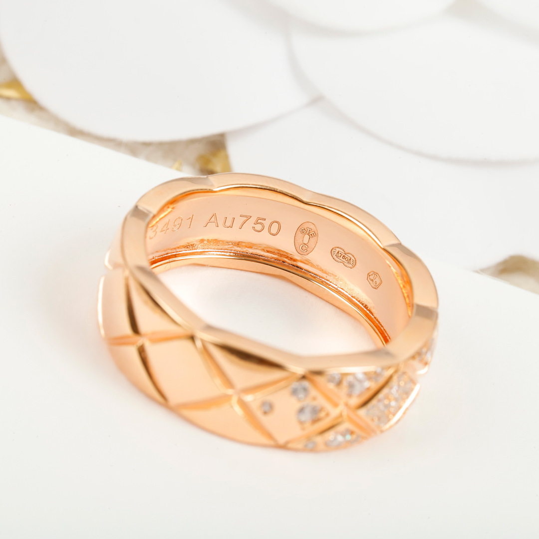 CCR8002B Chanel coco crush ring S925 Silver 18K Gold Diamond medium 7mm - ccjewelryacc