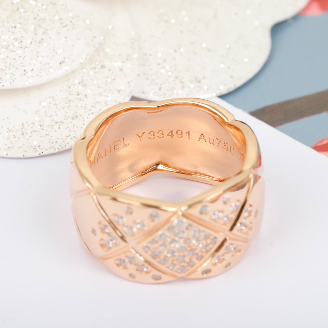 CCR8002C Chanel coco crush ring S925 Silver 18K Gold diamond Large 11cm - ccjewelryacc