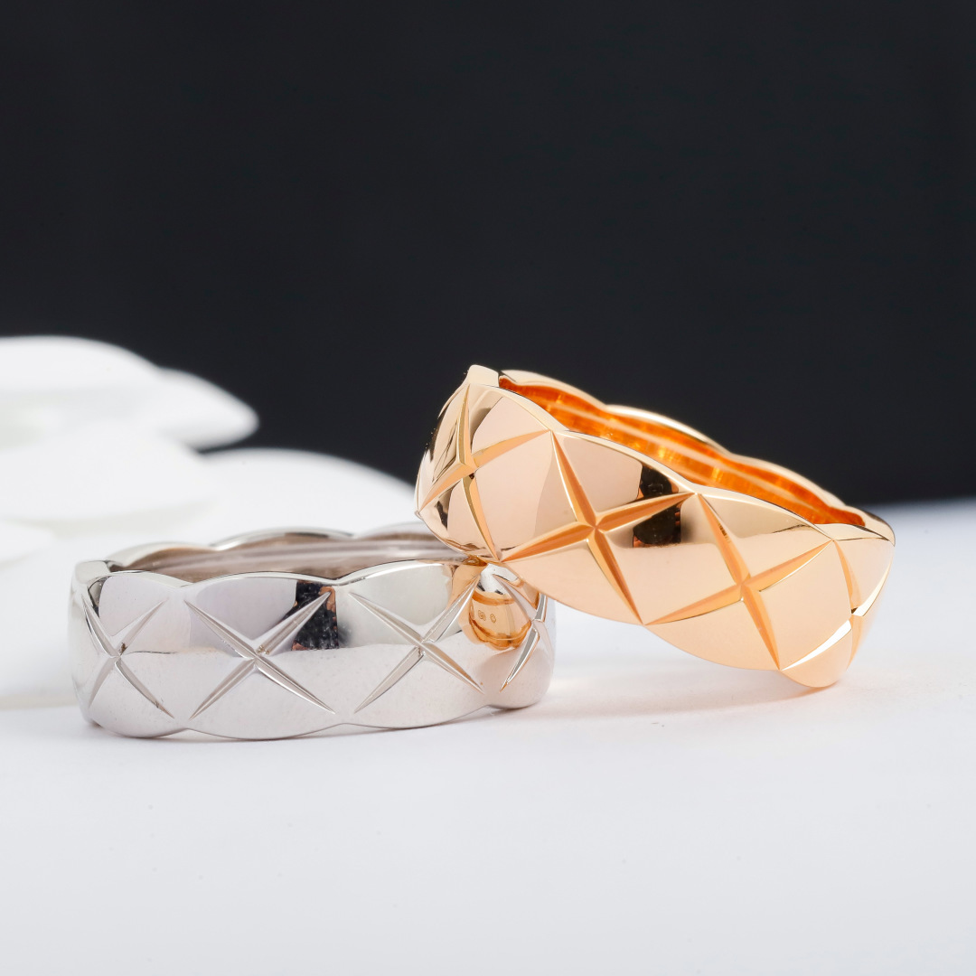 CCR8002B Chanel coco crush ring S925 Silver 18K Gold Diamond medium 7mm - ccjewelryacc