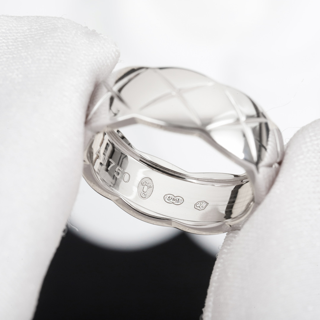 CCR8002B Chanel coco crush ring S925 Silver 18K Gold Diamond medium 7mm - ccjewelryacc