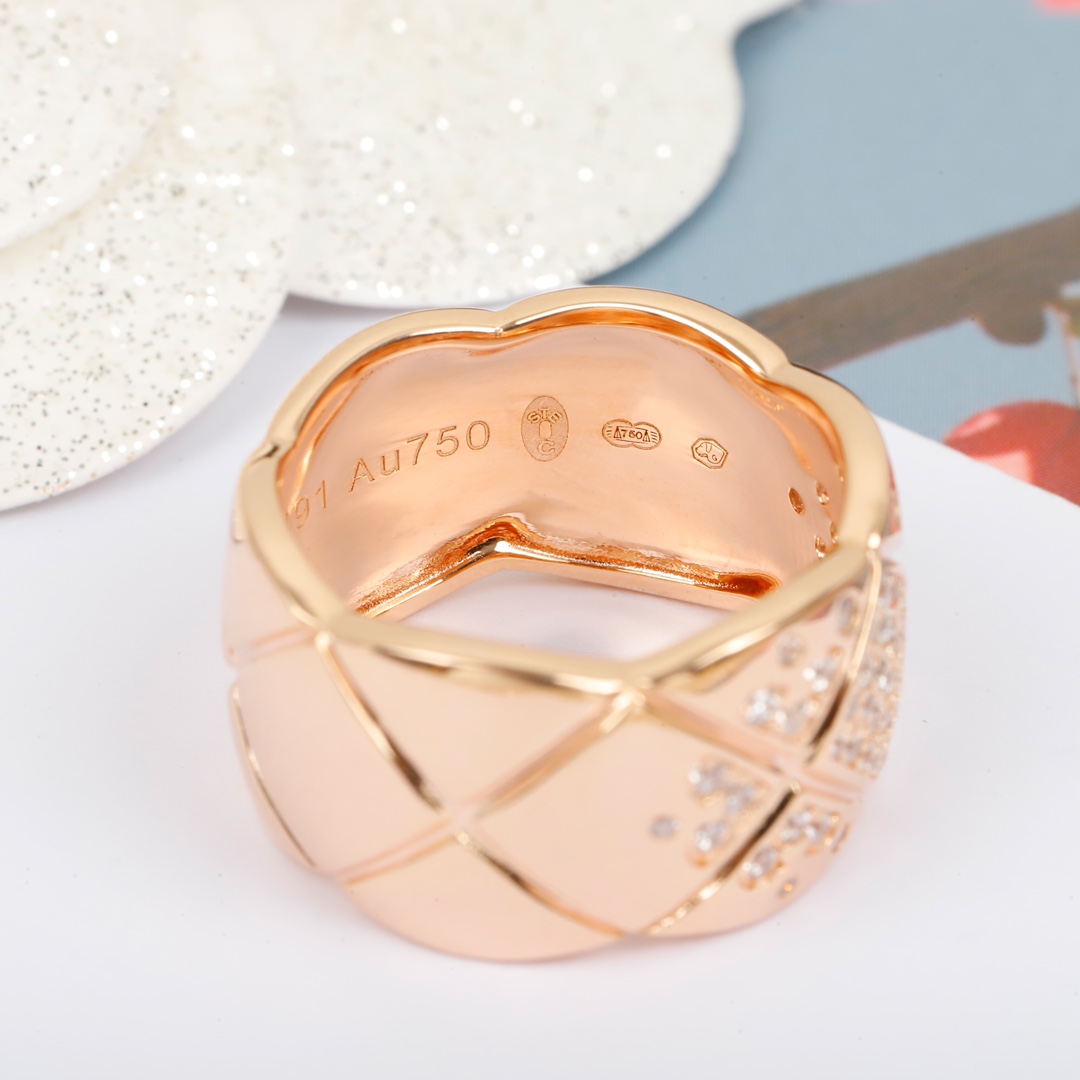 CCR8002C Chanel coco crush ring S925 Silver 18K Gold diamond Large 11cm - ccjewelryacc