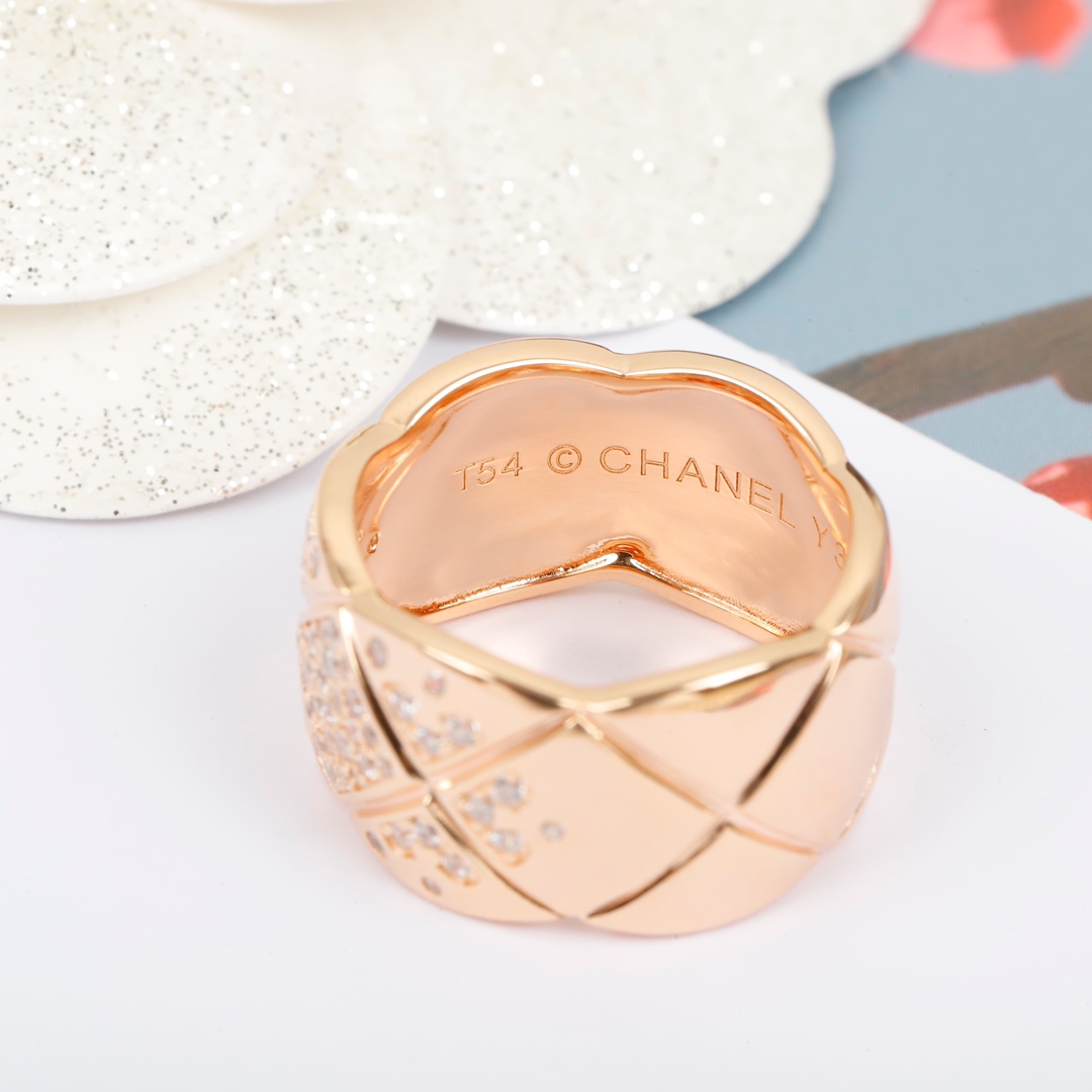 CCR8002C Chanel coco crush ring S925 Silver 18K Gold diamond Large 11cm - ccjewelryacc