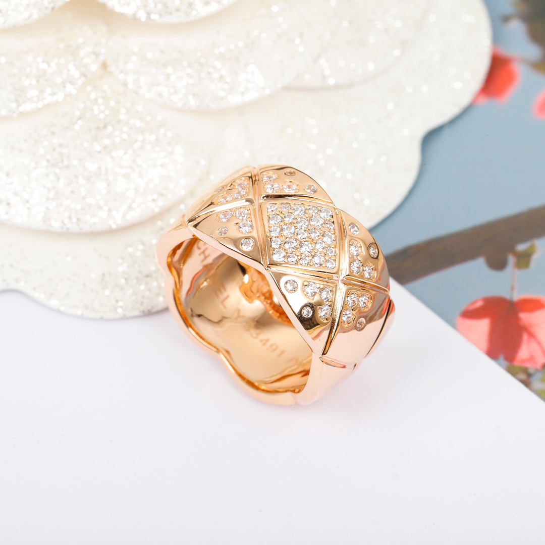 CCR8002C Chanel coco crush ring S925 Silver 18K Gold diamond Large 11cm - ccjewelryacc