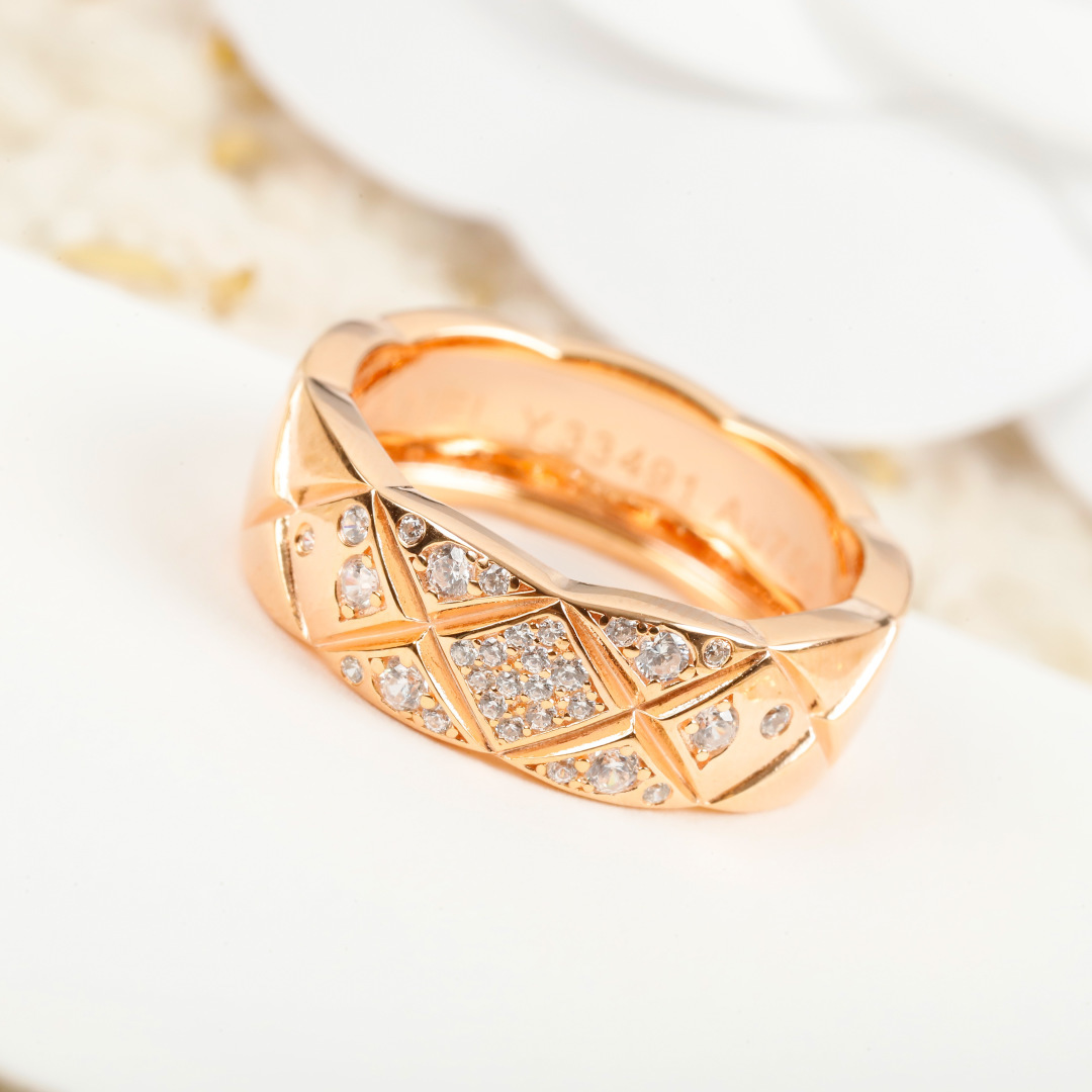 CCR8002B Chanel coco crush ring S925 Silver 18K Gold Diamond medium 7mm - ccjewelryacc