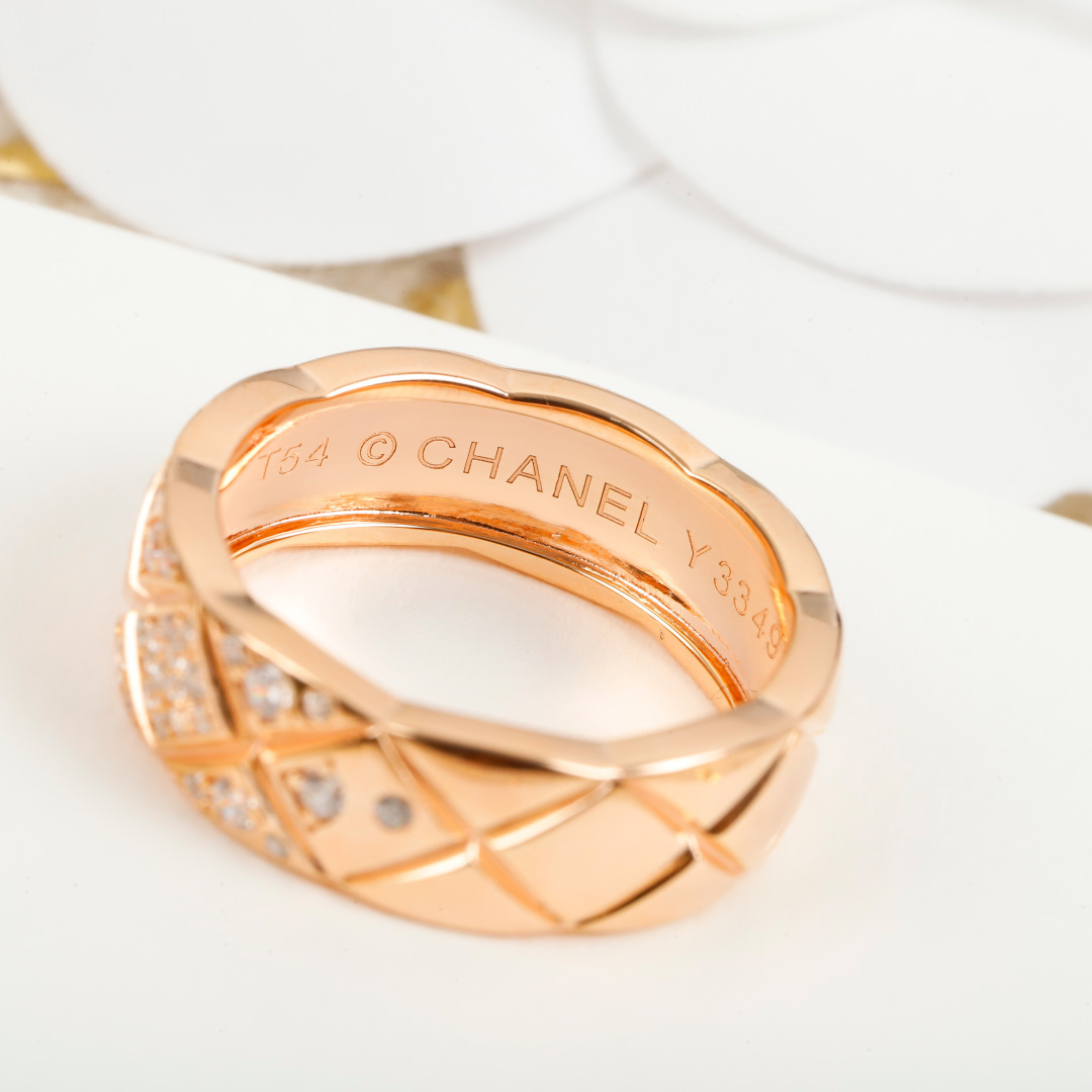 CCR8002B Chanel coco crush ring S925 Silver 18K Gold Diamond medium 7mm - ccjewelryacc